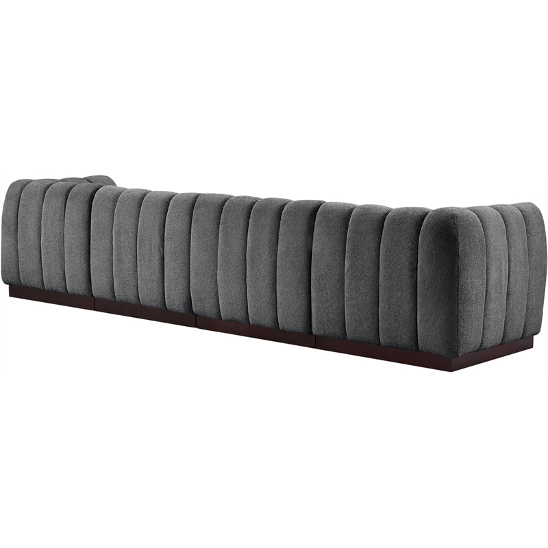 Meridian Furniture Quinn 4-Piece Contemporary Fabric Modular Sofa in Dark Gray
