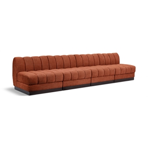 Meridian Furniture Quinn 128&quot 4-Piece Fabric Modular Sofa in Cognac Orange