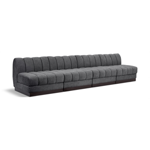 Meridian Furniture Quinn 128&quot 4-Piece Fabric Modular Sofa in Dark Gray