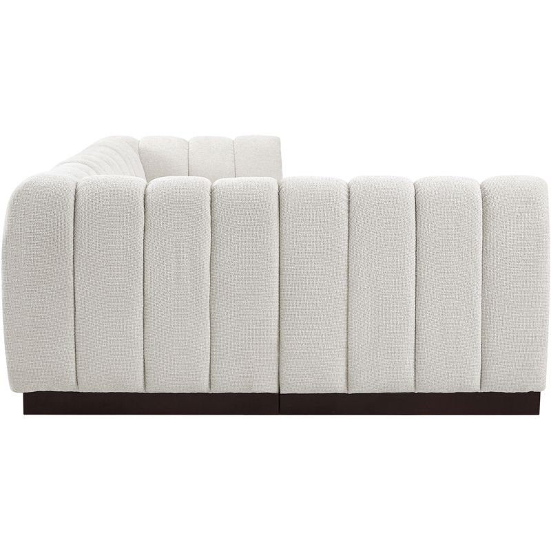 Meridian Furniture Quinn 4-Piece L-Shaped Fabric Modular Sectional in Cream