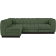 Meridian Furniture Quinn 4-Piece L-Shaped Fabric Modular Sectional in Green