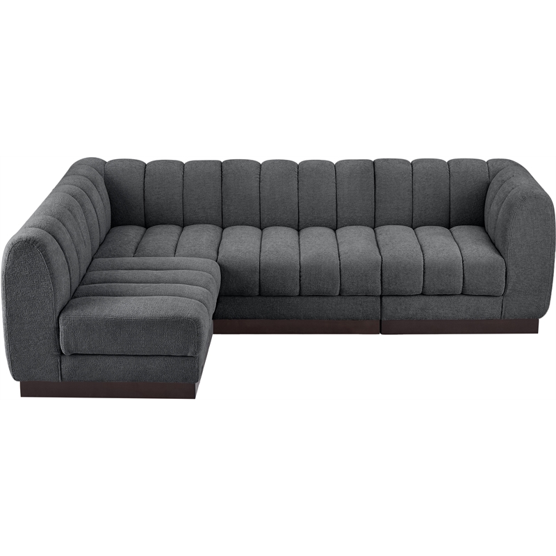 Meridian Furniture Quinn 4-Piece L-Shaped Fabric Modular Sectional in Dark Gray