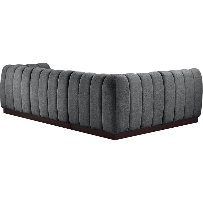 Meridian Furniture Quinn 4-Piece L-Shaped Fabric Modular Sectional in Dark Gray