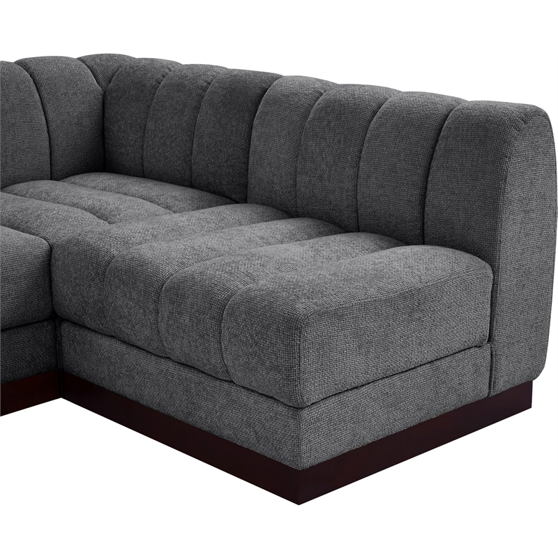 Meridian Furniture Quinn 4-Piece L-Shaped Fabric Modular Sectional in Dark Gray