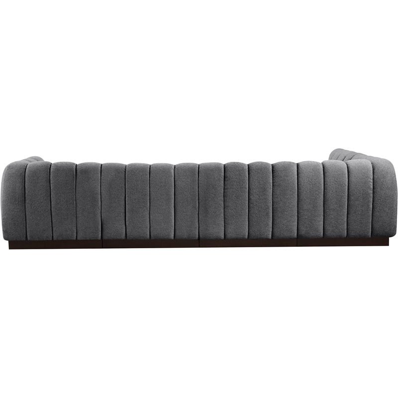 Meridian Furniture Quinn 5-Piece L-Shaped Fabric Modular Sectional in Dark Gray