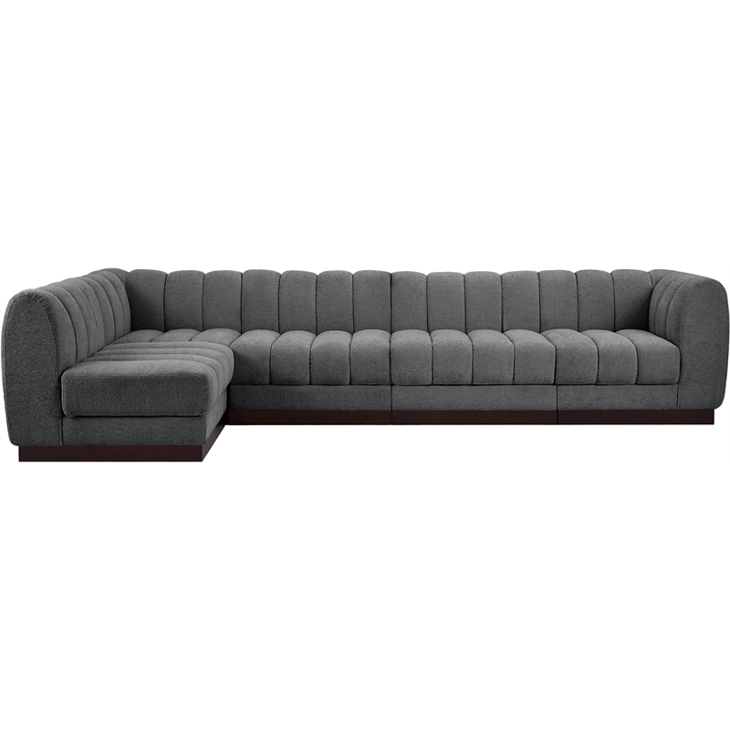 Meridian Furniture Quinn 5-Piece L-Shaped Fabric Modular Sectional in Dark Gray