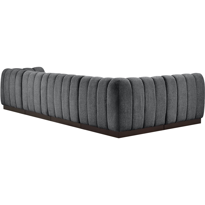 Meridian Furniture Quinn 5-Piece L-Shaped Fabric Modular Sectional in Dark Gray