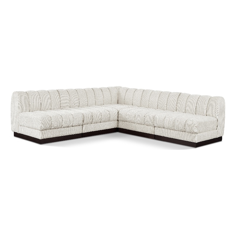 Cream/5-Piece: 4 Armless Chair, 1 Corner Chair