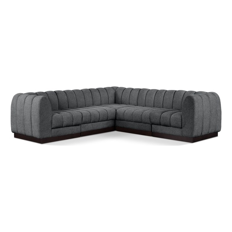 Grey/5-Piece: 2 Armless Chair, 3 Corner Chair