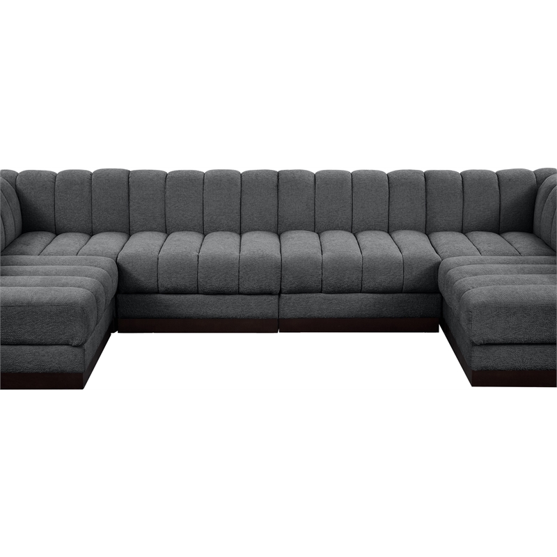 Meridian Furniture Quinn 6-Piece U-Shaped Fabric Modular Sectional in Dark Gray
