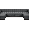 Meridian Furniture Quinn 6-Piece U-Shaped Fabric Modular Sectional in Dark Gray