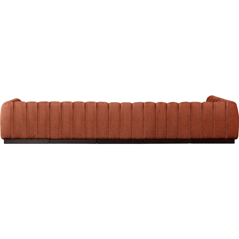 Meridian Furniture Quinn 6-Piece L-Shaped Fabric Modular Sectional in Orange