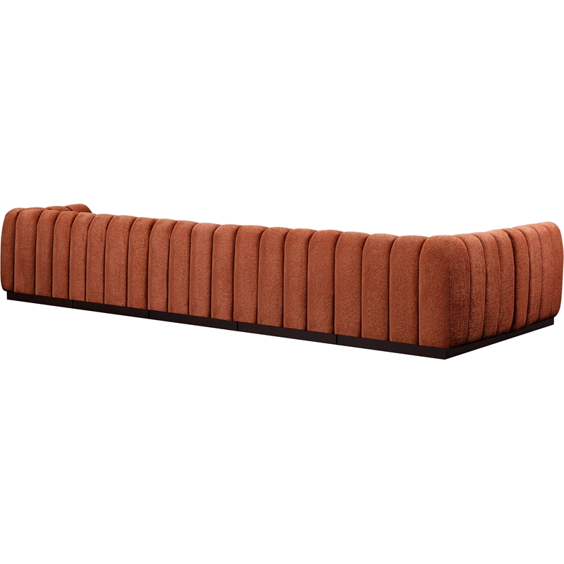 Meridian Furniture Quinn 6-Piece L-Shaped Fabric Modular Sectional in Orange