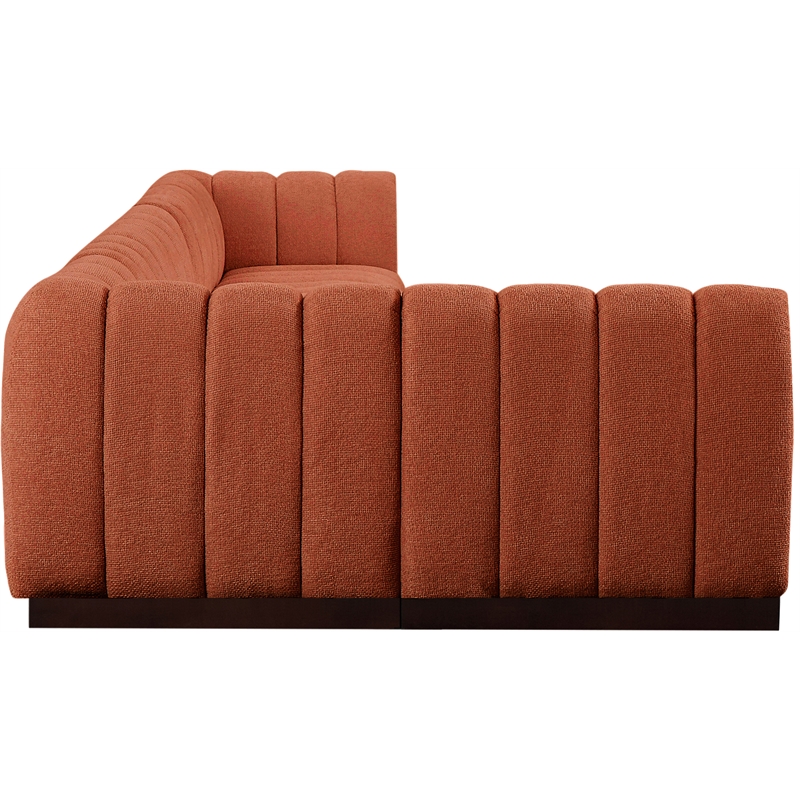 Meridian Furniture Quinn 6-Piece L-Shaped Fabric Modular Sectional in Orange