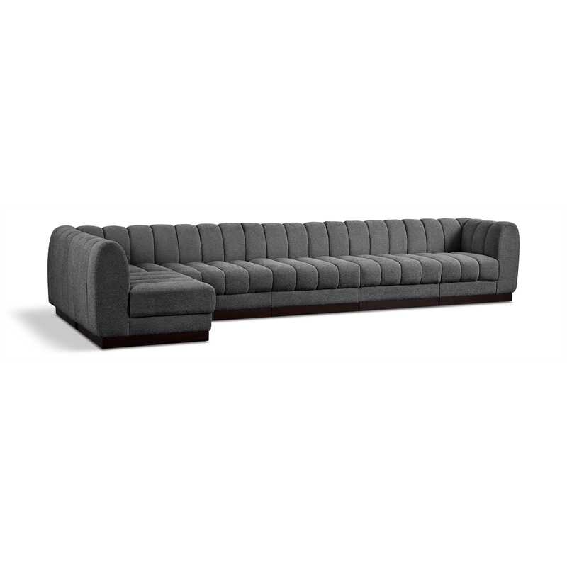 Grey/6-Piece: 4 Armless Chair, 2 Corner Chair