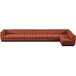 Meridian Furniture Quinn 7-Piece L-Shaped Fabric Modular Sectional in Orange