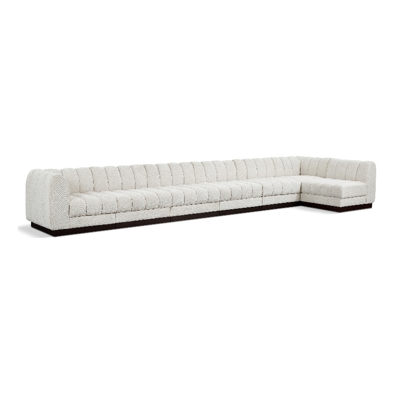 Cream/7-Piece: 5 Armless Chair, 2 Corner Chair