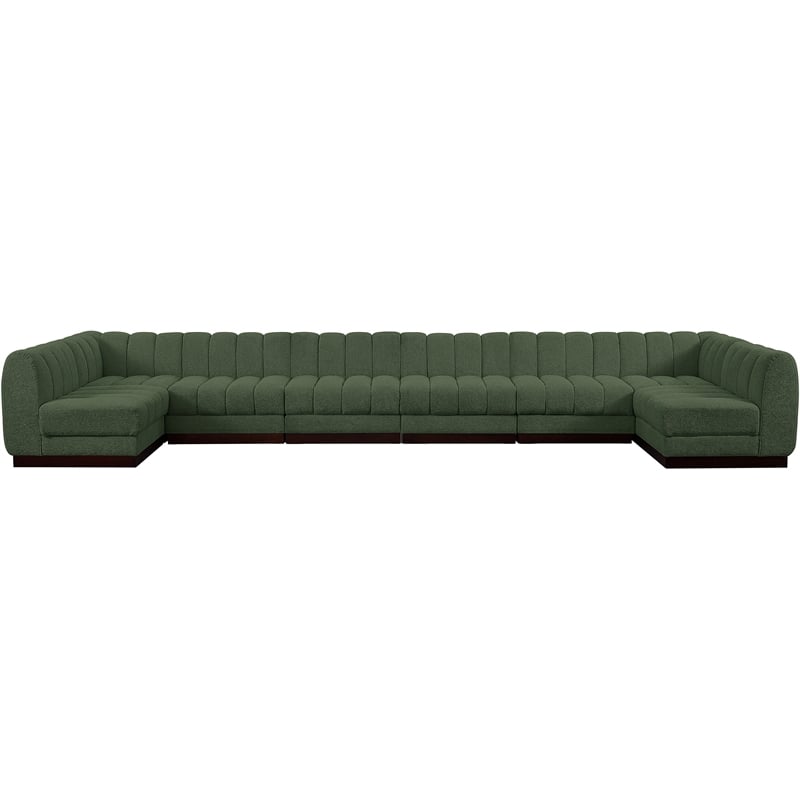 Meridian Furniture Quinn 8-Piece U-Shaped Fabric Modular Sectional in Green