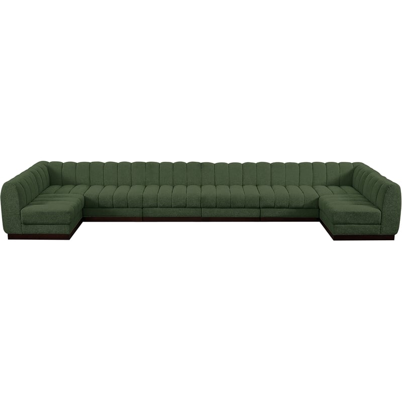 Meridian Furniture Quinn 8-Piece U-Shaped Fabric Modular Sectional in Green