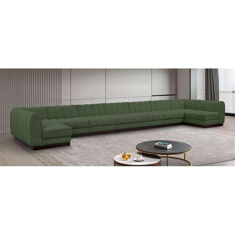 Meridian Furniture Quinn 9-Piece U-Shaped Fabric Modular Sectional in Green
