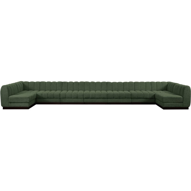 Meridian Furniture Quinn 9-Piece U-Shaped Fabric Modular Sectional in Green