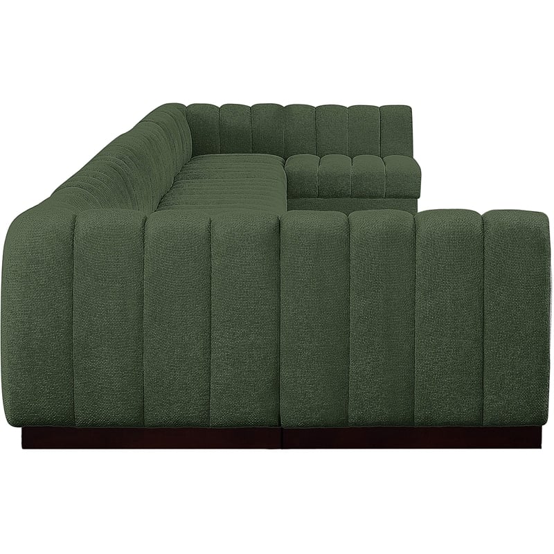 Meridian Furniture Quinn 9-Piece U-Shaped Fabric Modular Sectional in Green