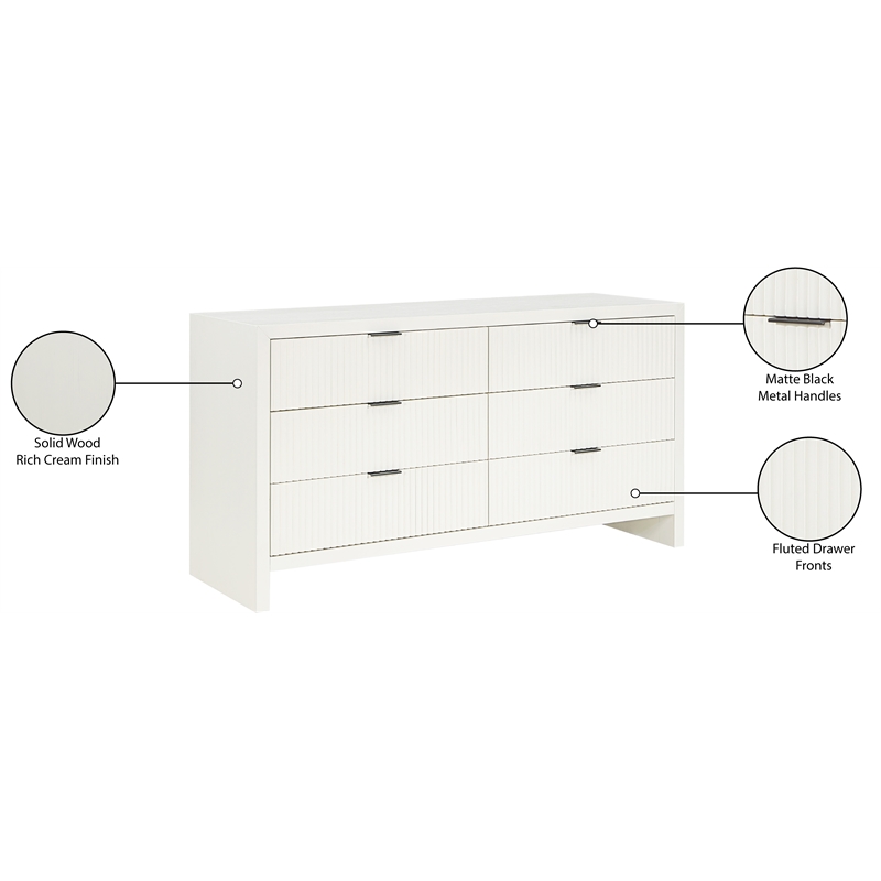 Meridian Furniture Fairfax Cream Oak Veneer Dresser