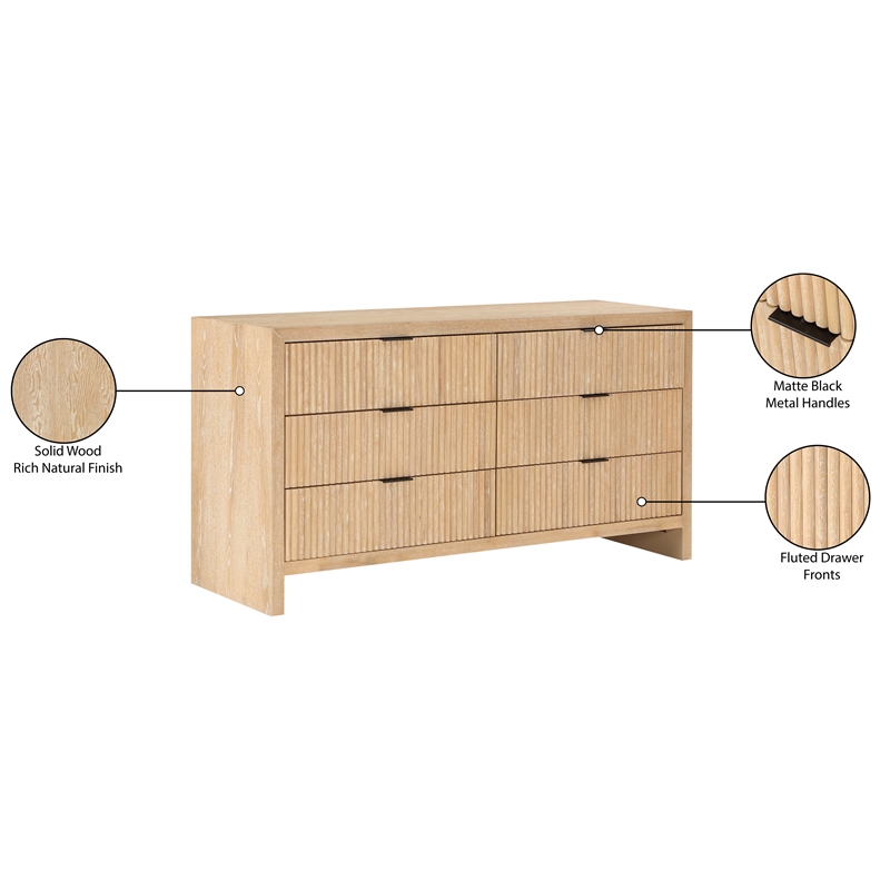 Meridian Furniture Fairfax Natural Oak Veneer Dresser