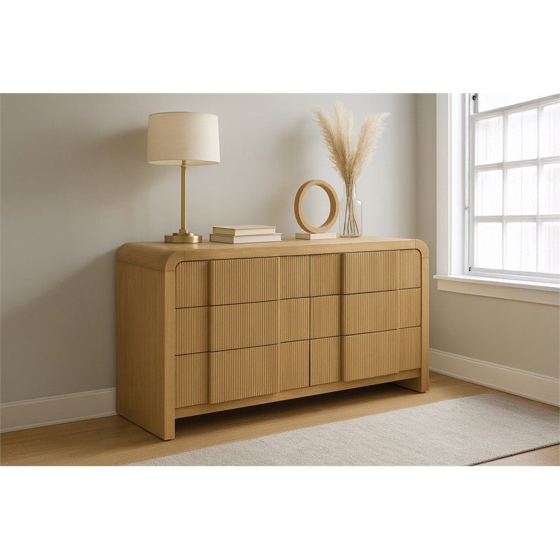 Meridian Furniture Fluted Natural Oak Veneer Dresser