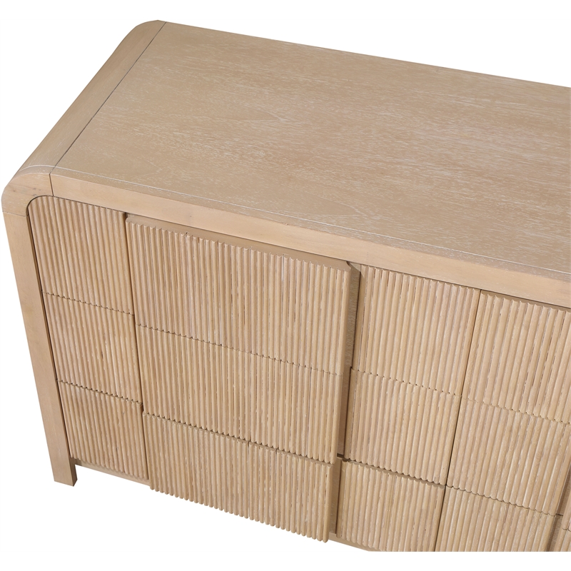 Meridian Furniture Fluted Natural Oak Veneer Dresser