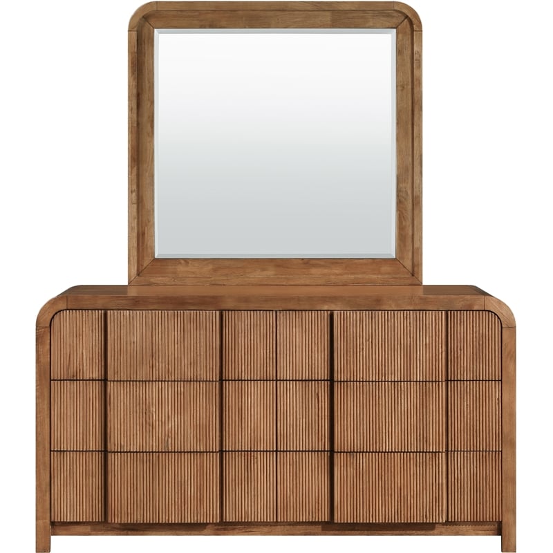 Meridian Furniture Fluted Walnut Oak Veneer Dresser