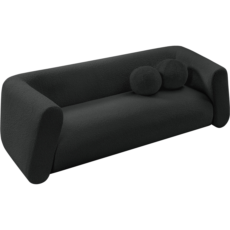 Meridian Furniture Abbington Contemporary Boucle Fabric Sofa in Black