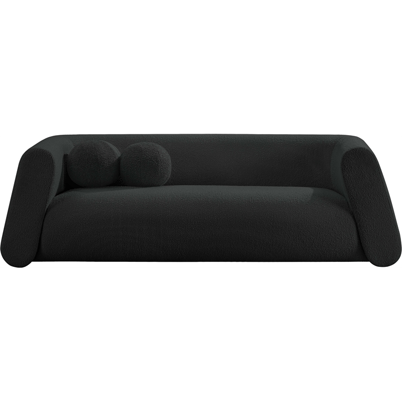 Meridian Furniture Abbington Contemporary Boucle Fabric Sofa in Black