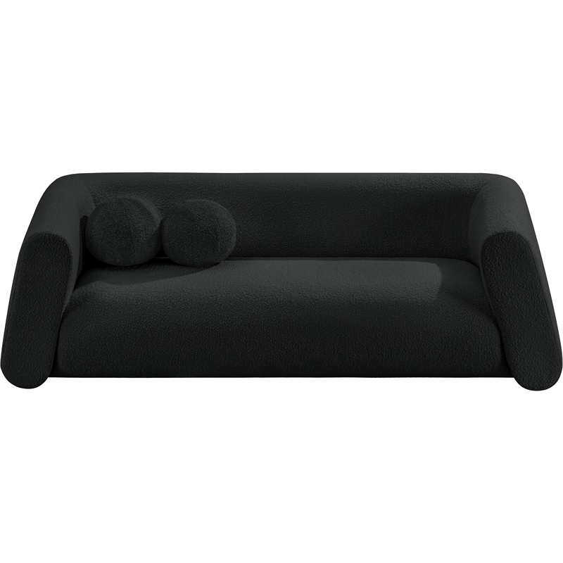 Meridian Furniture Abbington Contemporary Boucle Fabric Sofa in Black