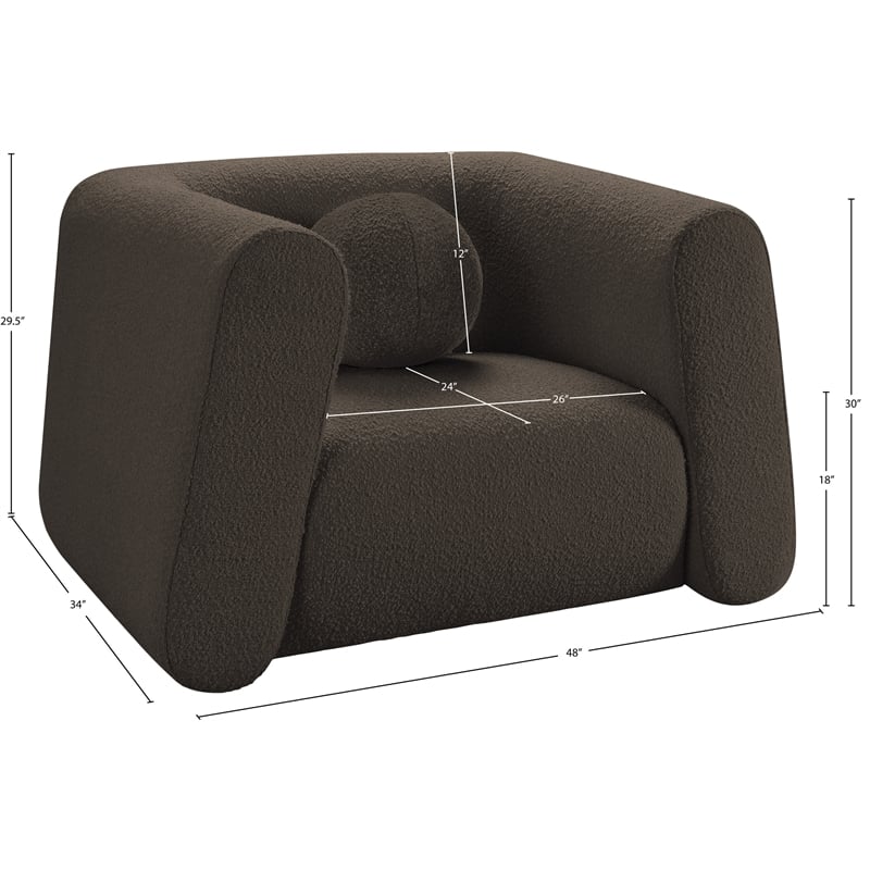 Meridian Furniture Abbington Contemporary Boucle Fabric Chair in Brown