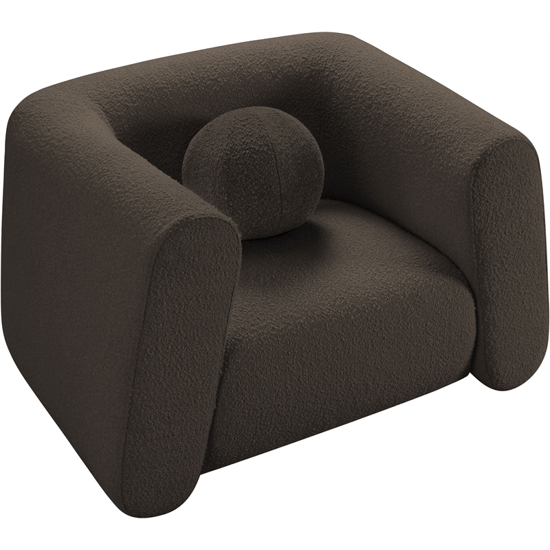 Meridian Furniture Abbington Contemporary Boucle Fabric Chair in Brown