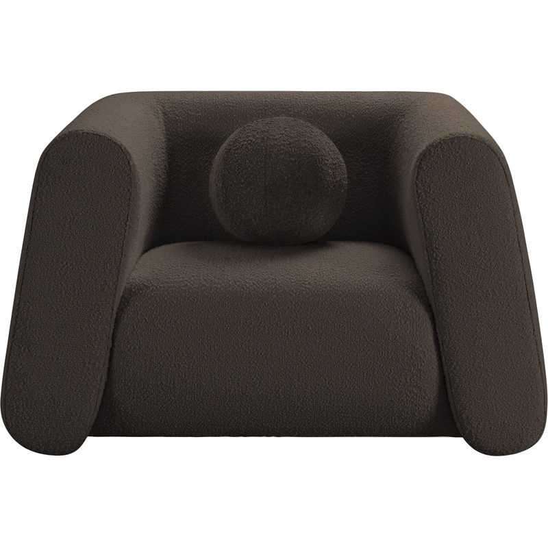 Meridian Furniture Abbington Contemporary Boucle Fabric Chair in Brown