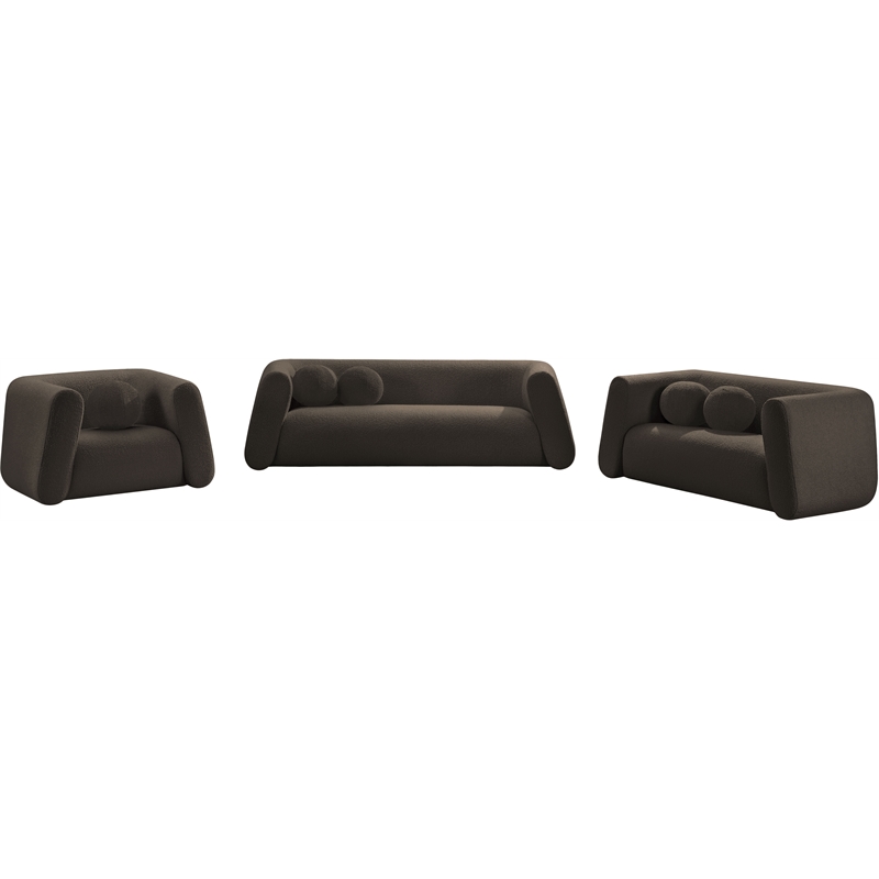 Meridian Furniture Abbington Contemporary Boucle Fabric Sofa in Brown