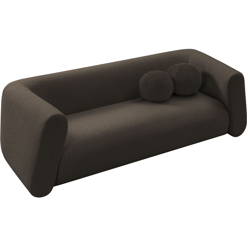 Meridian Furniture Abbington Contemporary Boucle Fabric Sofa in Brown