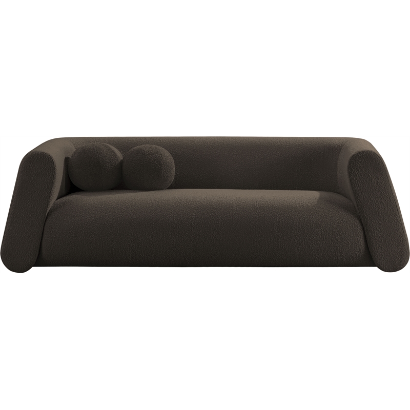 Meridian Furniture Abbington Contemporary Boucle Fabric Sofa in Brown