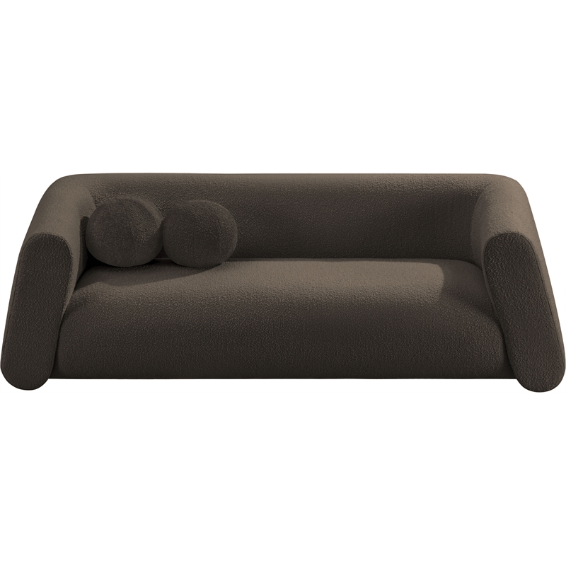 Meridian Furniture Abbington Contemporary Boucle Fabric Sofa in Brown