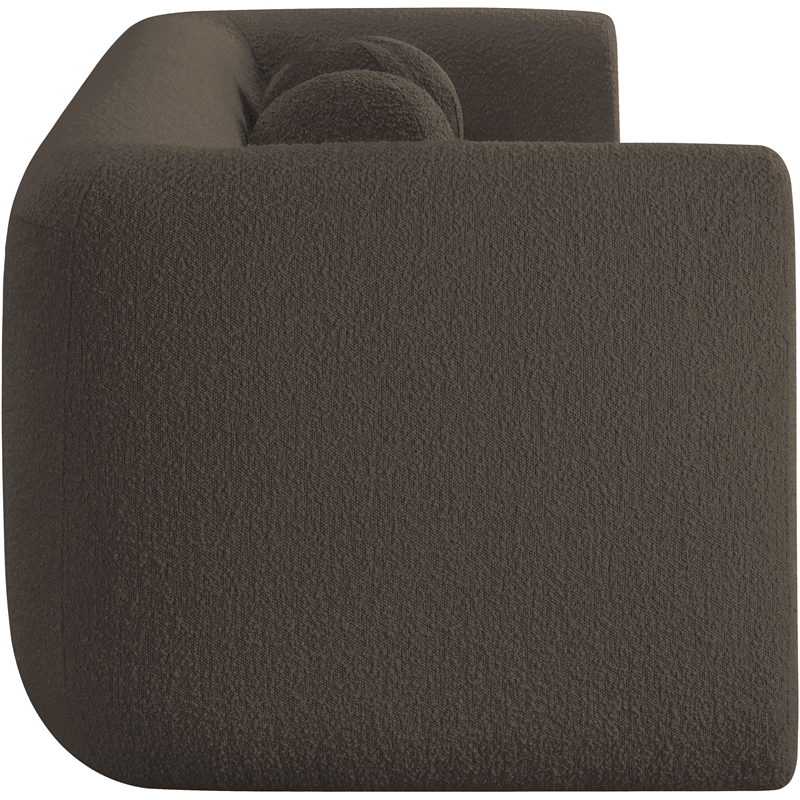 Meridian Furniture Abbington Contemporary Boucle Fabric Sofa in Brown