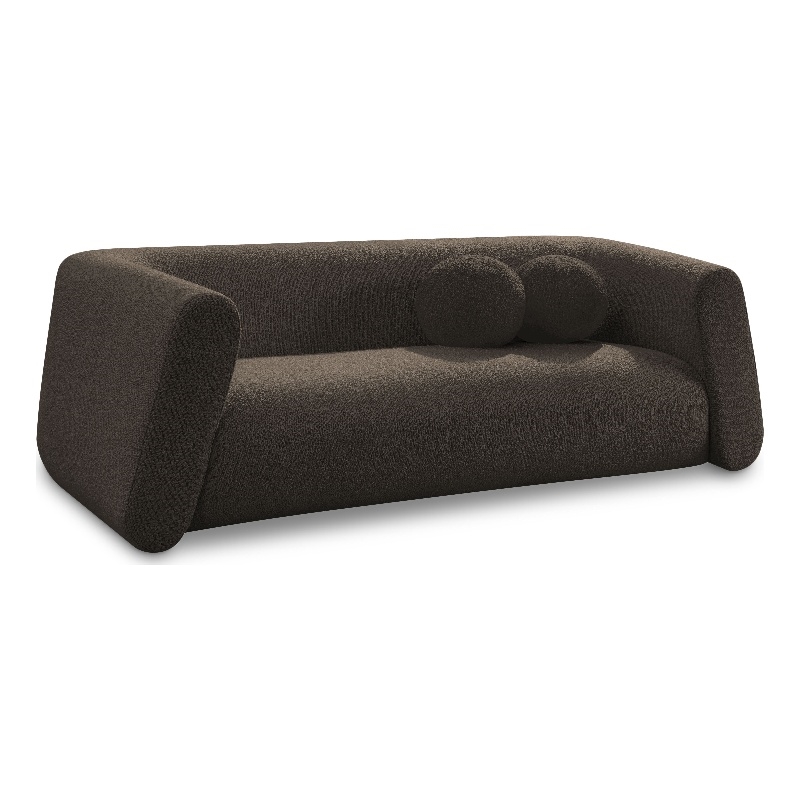 Meridian Furniture Abbington Contemporary Boucle Fabric Sofa in Brown