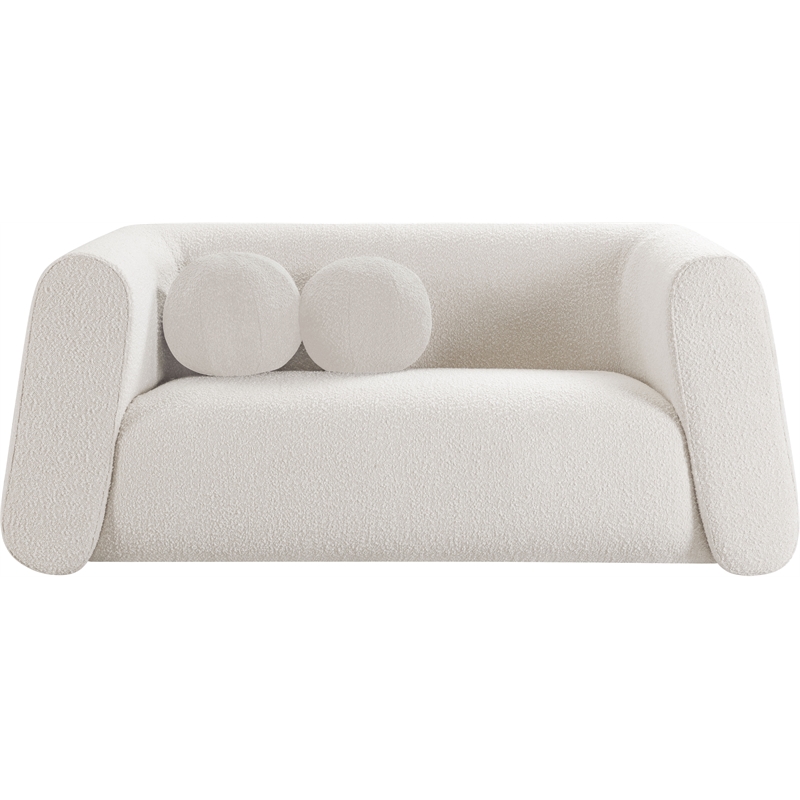 Meridian Furniture Abbington Contemporary Boucle Fabric Loveseat in Cream