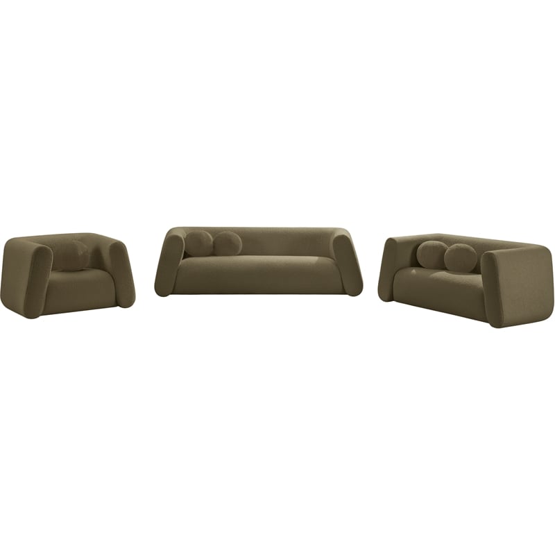 Meridian Furniture Abbington Contemporary Boucle Fabric Chair in Olive Green