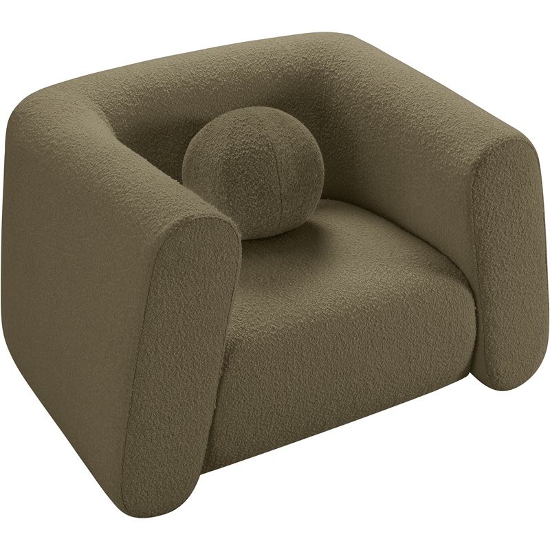 Meridian Furniture Abbington Contemporary Boucle Fabric Chair in Olive Green