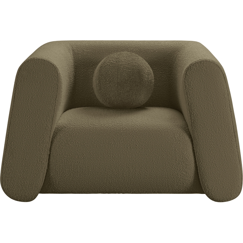 Meridian Furniture Abbington Contemporary Boucle Fabric Chair in Olive Green
