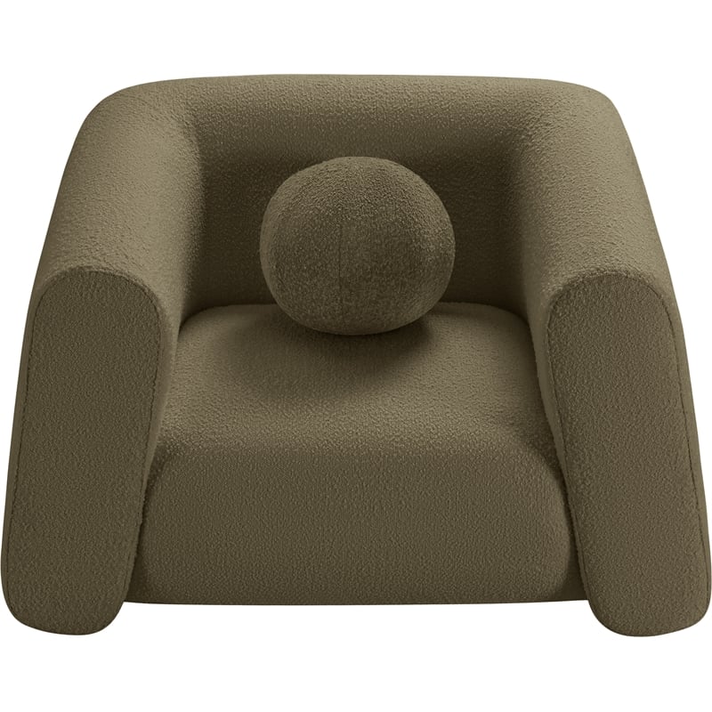 Meridian Furniture Abbington Contemporary Boucle Fabric Chair in Olive Green