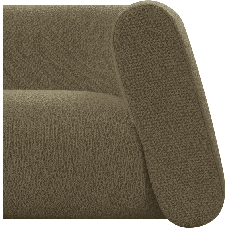 Meridian Furniture Abbington Contemporary Boucle Fabric Sofa in Olive Green