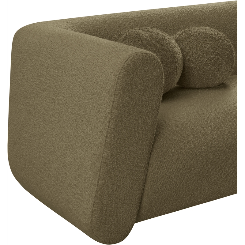 Meridian Furniture Abbington Contemporary Boucle Fabric Sofa in Olive Green